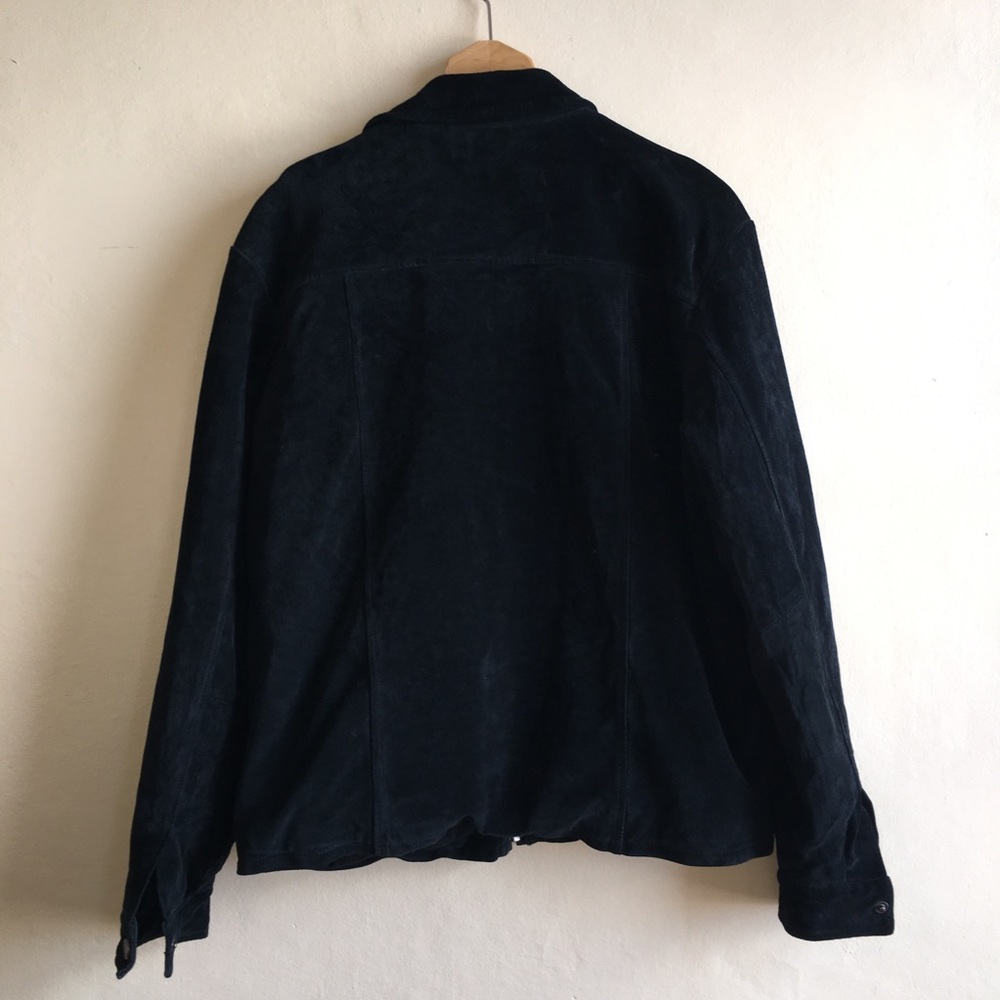 Eddie Bauer black suede leather bomber jacket - Picture 2 of 4